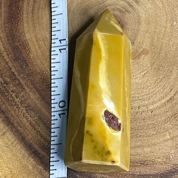 Mookaite jasper tower 6-sided yellow white druzy, anxiety helper - Picture 9 of 11
